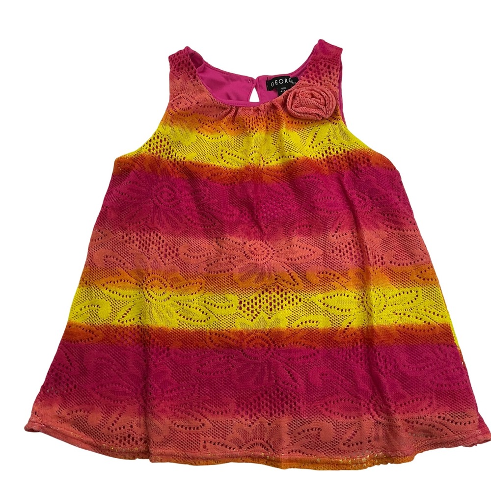 George Pink Ombre Crochet Top Kids Size 6-6X Floral Sleeveless GG23S402